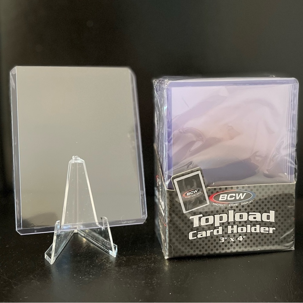 25 BCW Toploaders & Easel Stand Acrylic for Pokémon Trading Cards